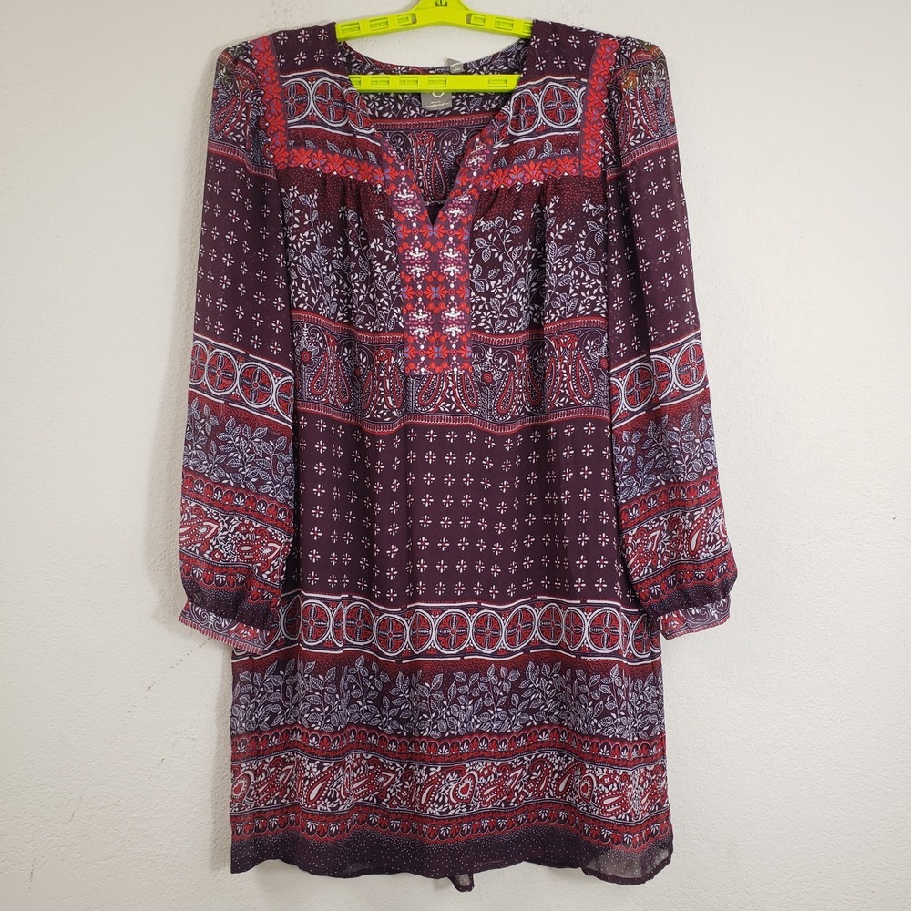 Anthropologie One September Vella Size Medium Mini Dress Tunic Boho Peasant - Picture 2 of 11